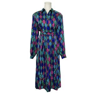 Vintage 1980s made in korea diamond print button down shirt and skirt set